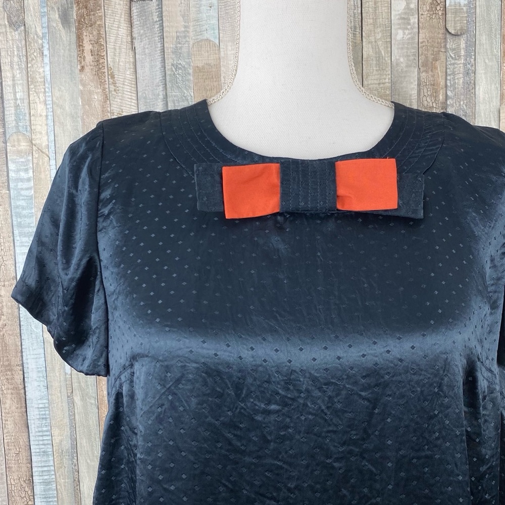 Marc Jacobs 6 Navy Dotted Bow Tie Blouse Top